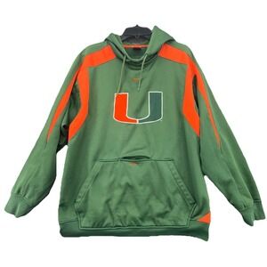 Nike‎ University Of Miami Hurricanes Hoodie Men's Medium Green Therma-Fit UM